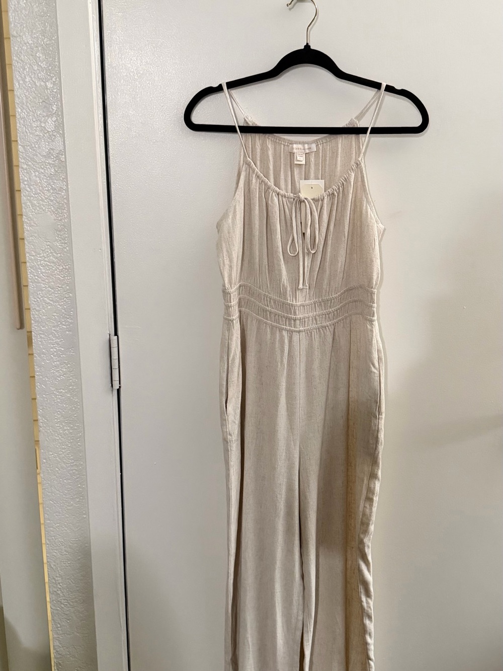 T.J.Maxx Cream Lightweight Wide-Leg Jumpsuit